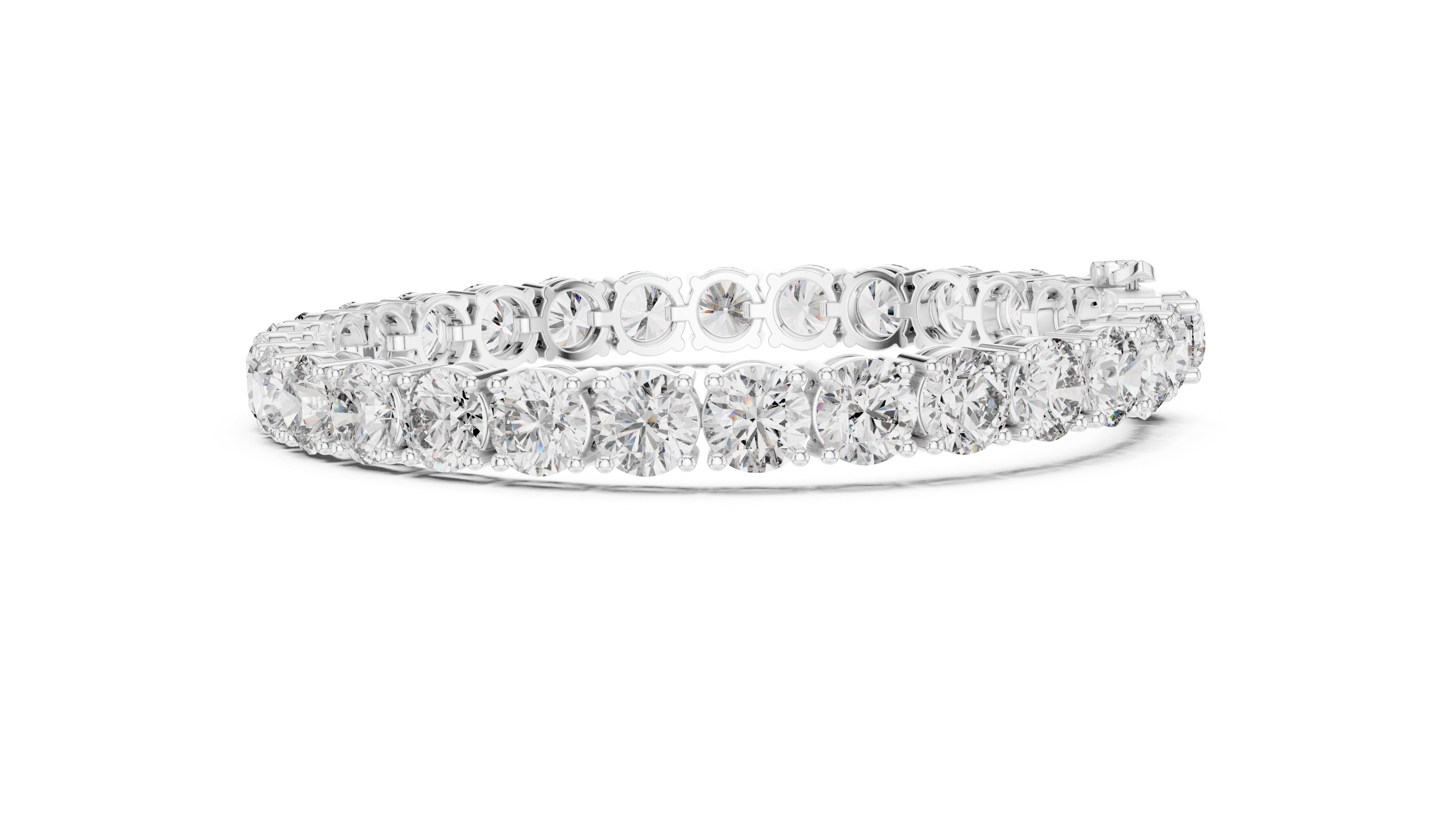 Grand Prong-Set Round Lab-Grown Tennis Bracelet White Gold