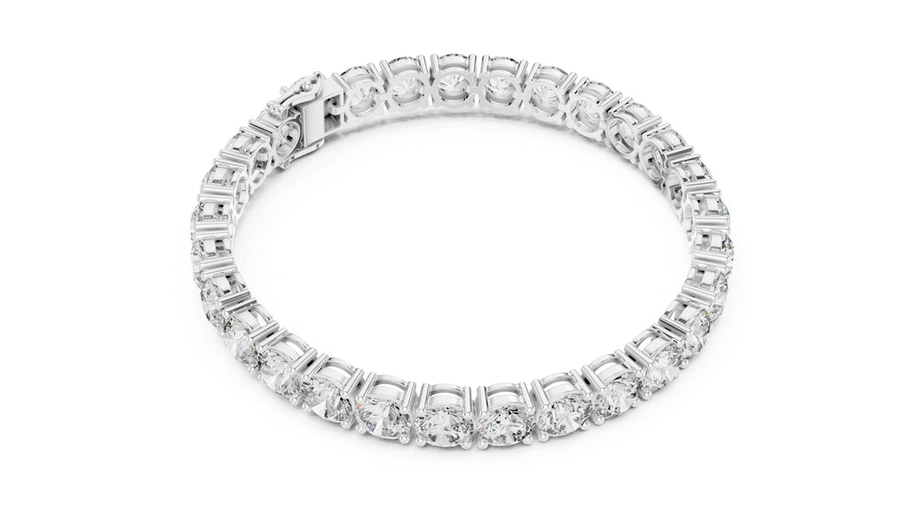 Grand Prong-Set Round Lab-Grown Tennis Bracelet White Gold