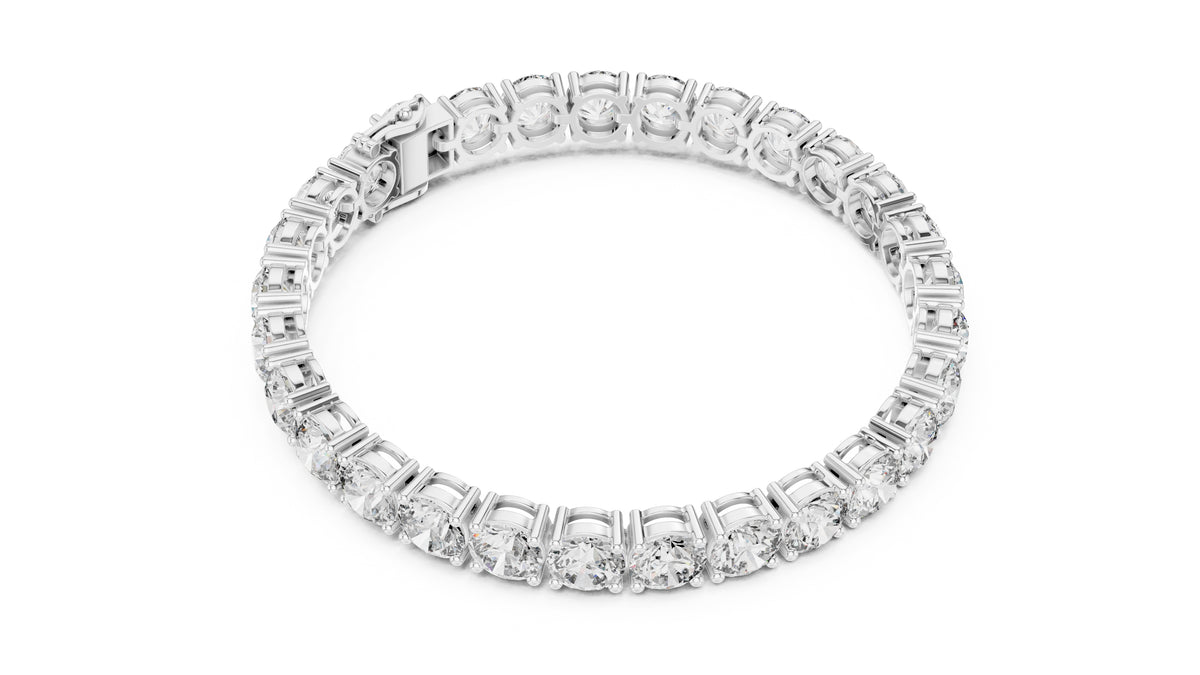 Grand Prong-Set Round Lab-Grown Tennis Bracelet White Gold