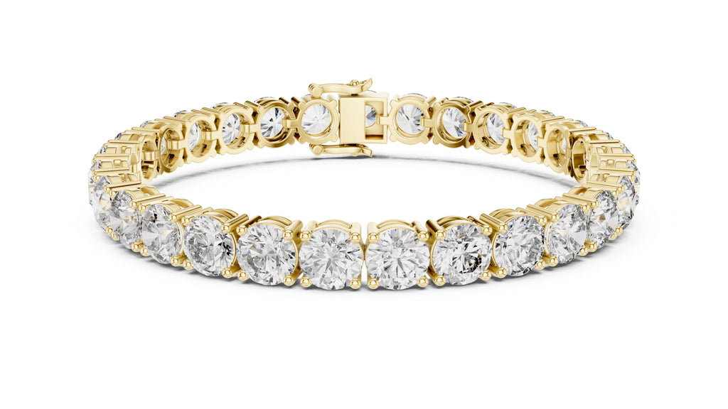 Grand Prong-Set Round Lab-Grown Tennis Bracelet Yellow Gold