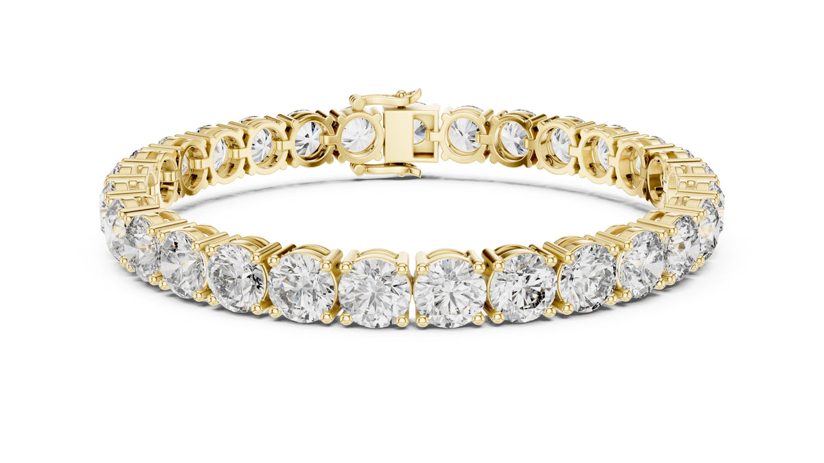 Grand Prong-Set Round Lab-Grown Tennis Bracelet Yellow Gold