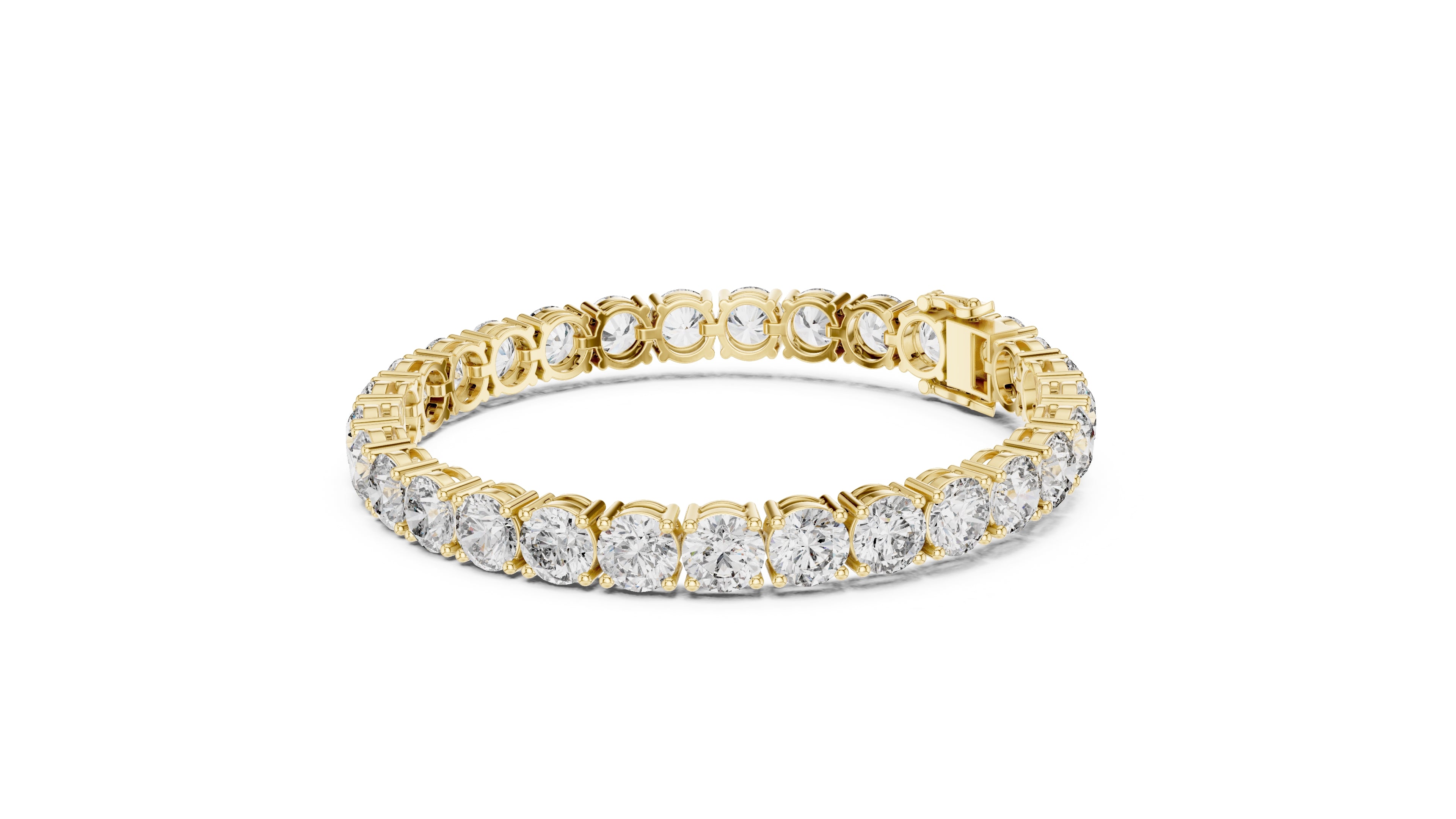 Grand Prong-Set Round Lab-Grown Tennis Bracelet Yellow Gold
