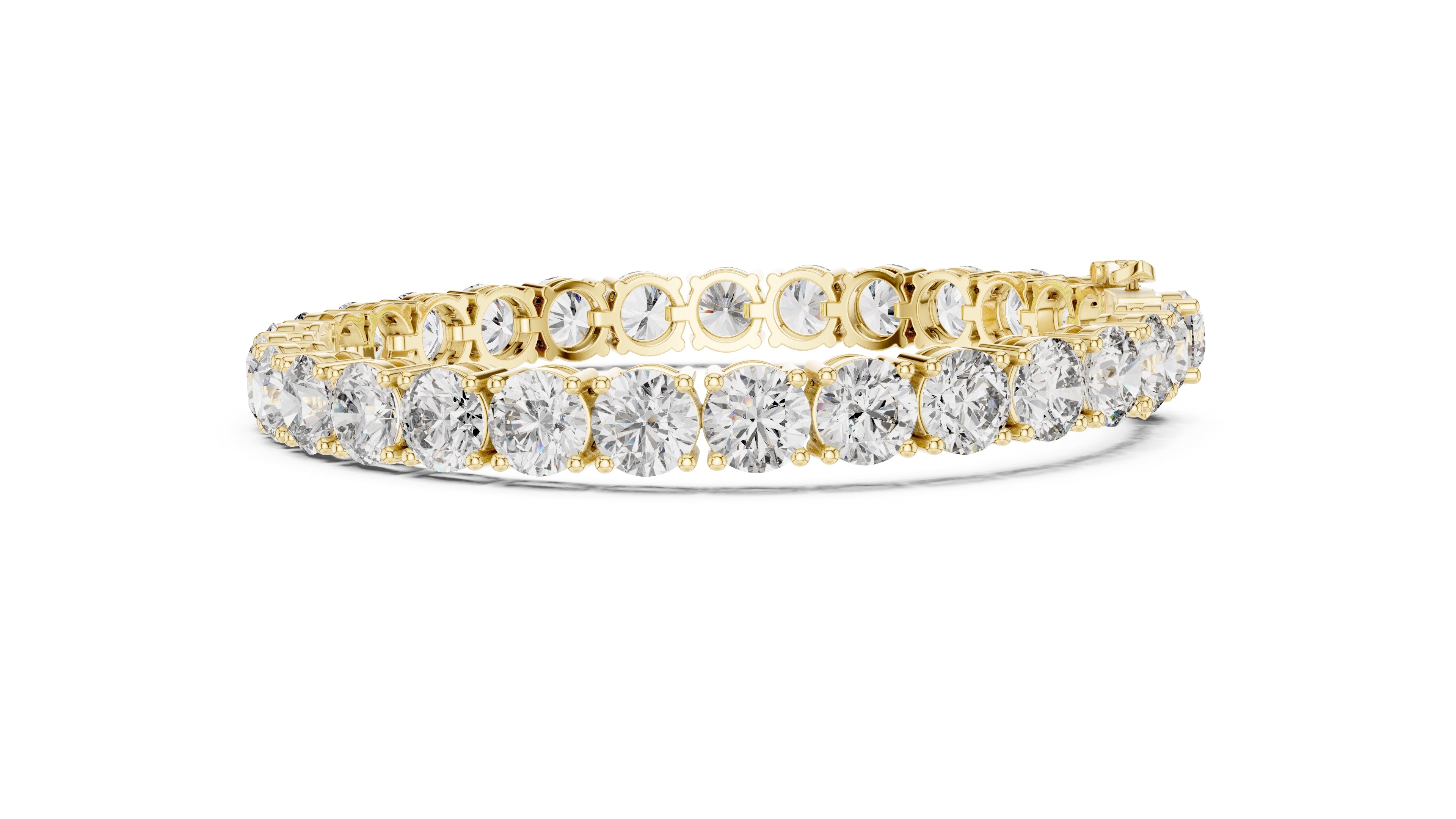 Grand Prong-Set Round Lab-Grown Tennis Bracelet Yellow Gold