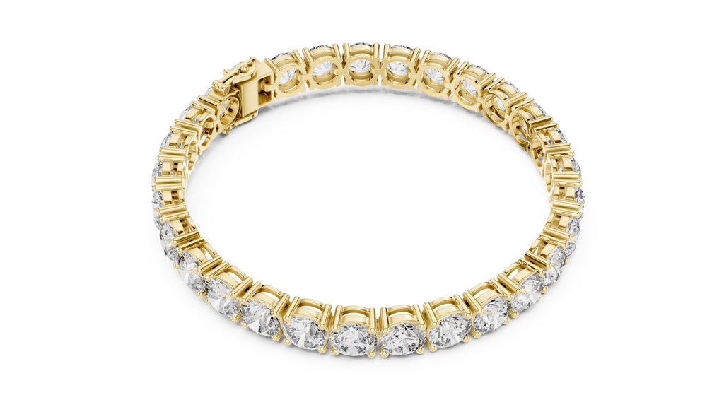 Grand Prong-Set Round Lab-Grown Tennis Bracelet Yellow Gold