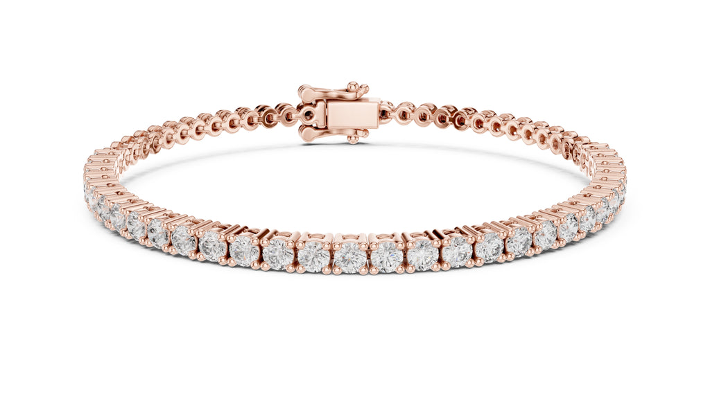 Delicate Prong-Set Round Lab-Grown Tennis Bracelet Rose Gold