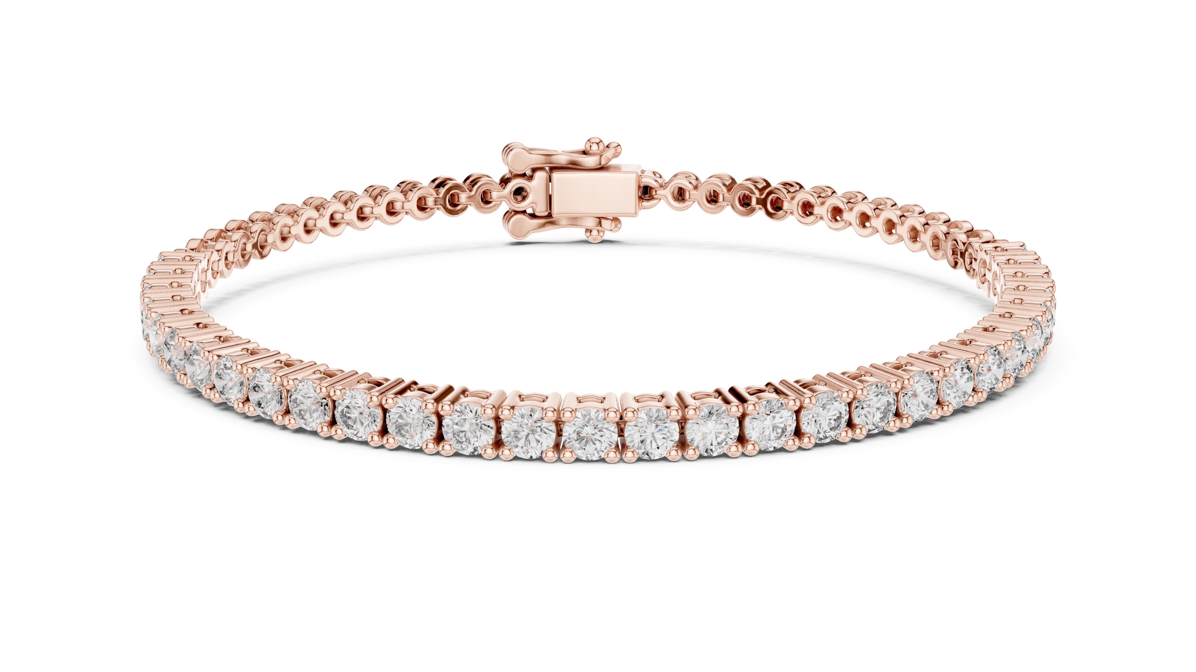 Delicate Prong-Set Round Lab-Grown Tennis Bracelet Rose Gold