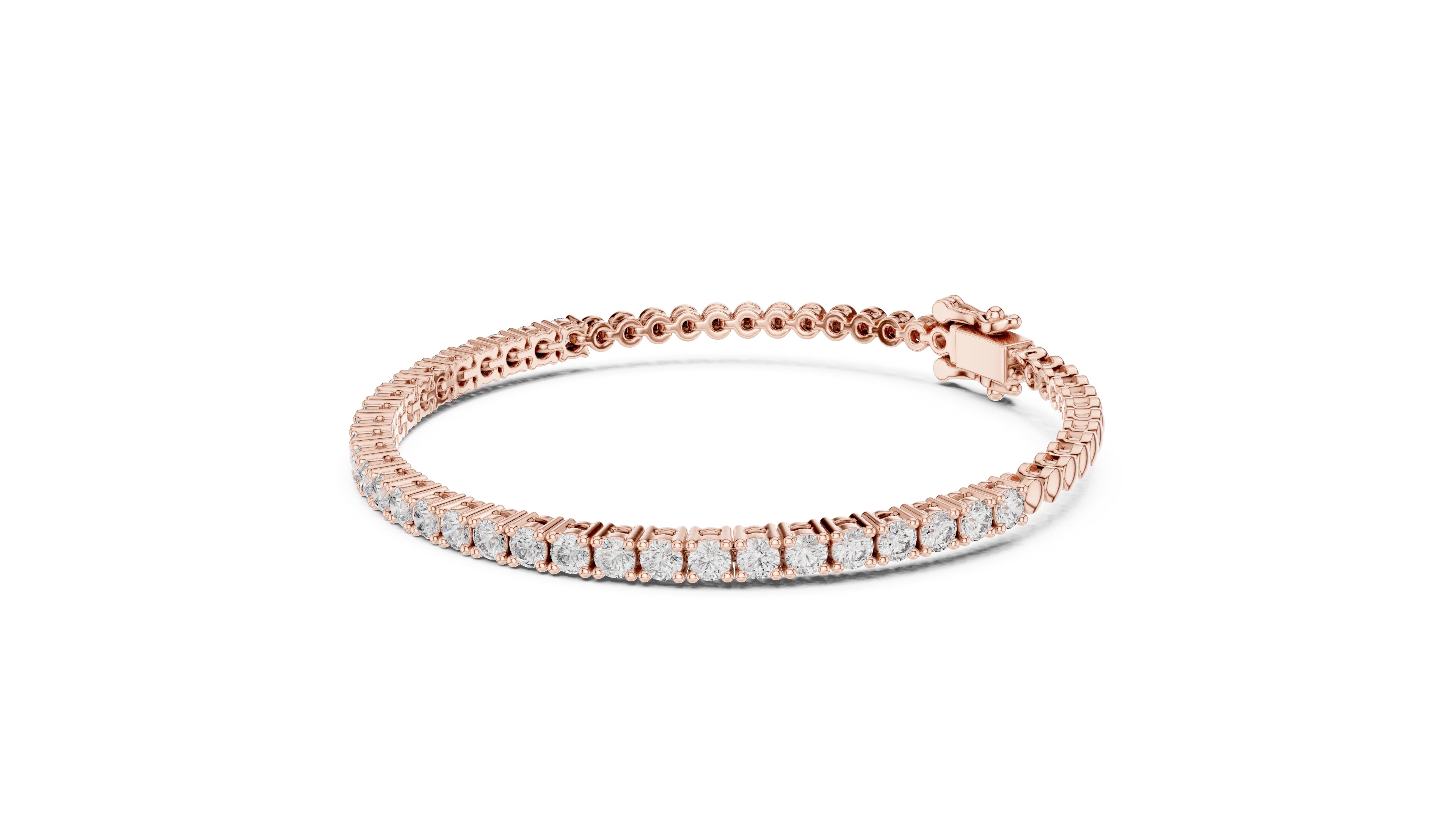 Delicate Prong-Set Round Lab-Grown Tennis Bracelet Rose Gold