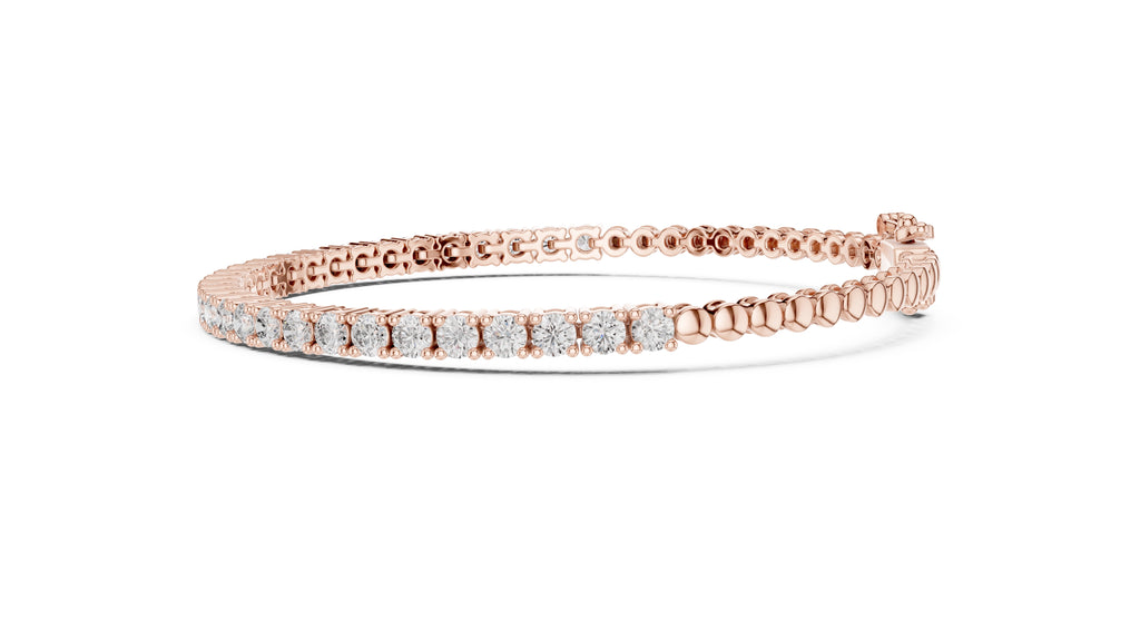 Delicate Prong-Set Round Lab-Grown Tennis Bracelet Rose Gold
