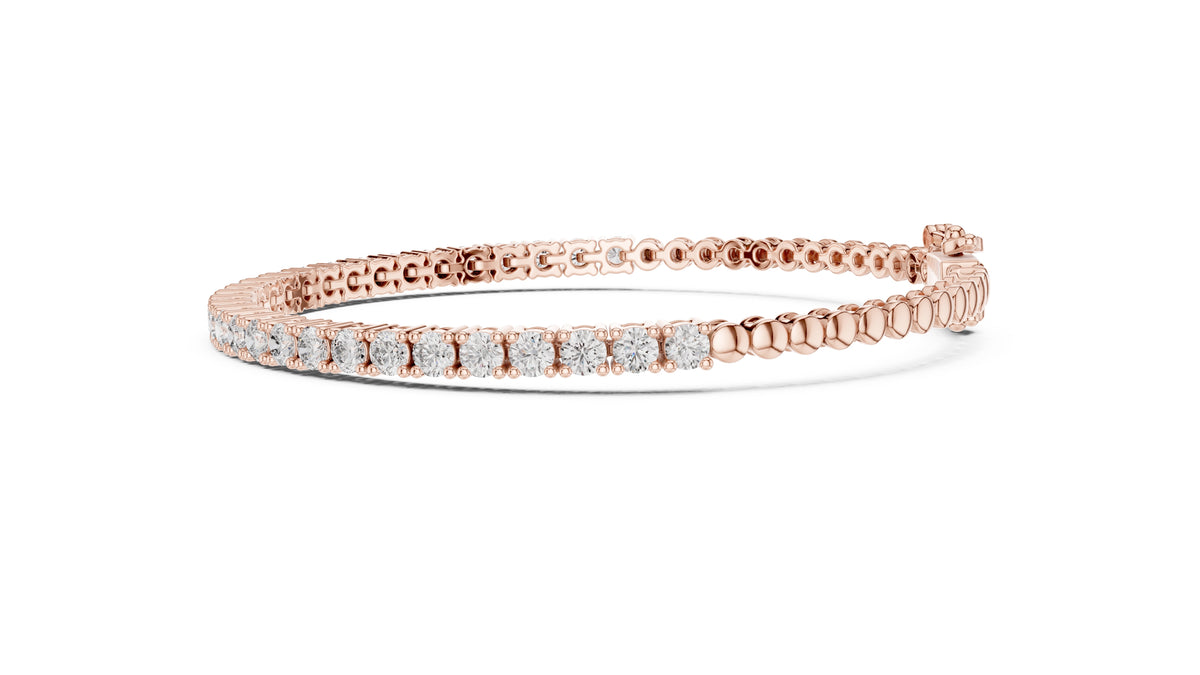 Delicate Prong-Set Round Lab-Grown Tennis Bracelet Rose Gold