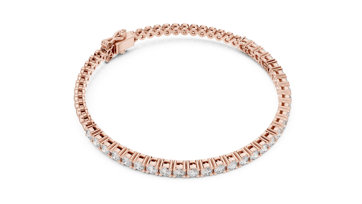 Delicate Prong-Set Round Lab-Grown Tennis Bracelet Rose Gold