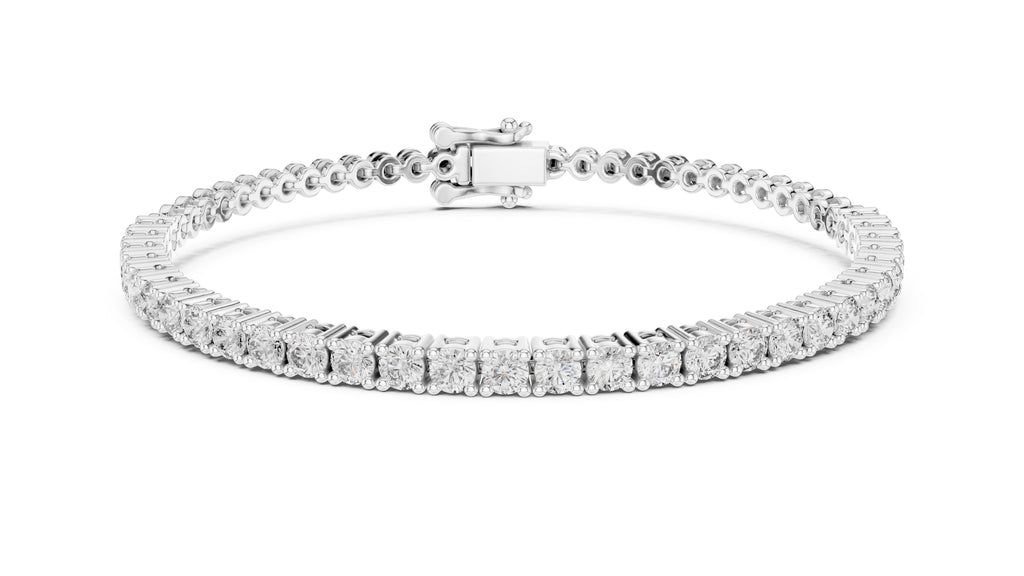 Delicate Prong-Set Round Lab-Grown Tennis Bracelet White Gold