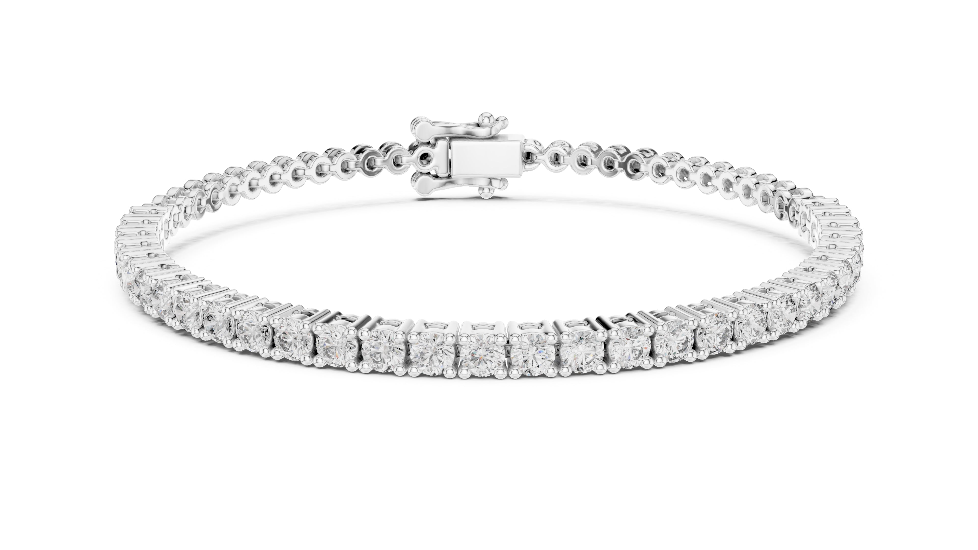 Delicate Prong-Set Round Lab-Grown Tennis Bracelet White Gold