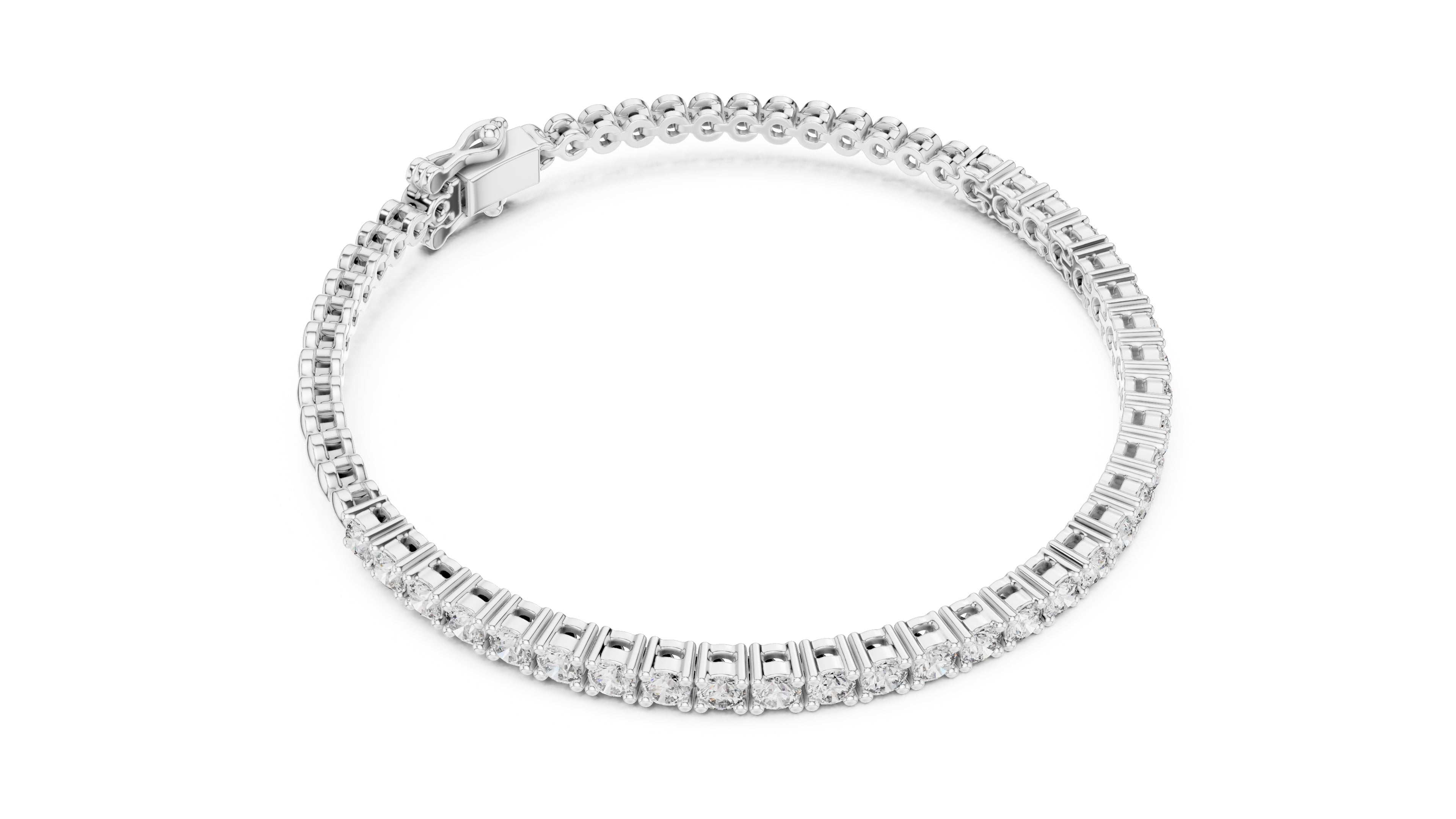 Delicate Prong-Set Round Lab-Grown Tennis Bracelet White Gold