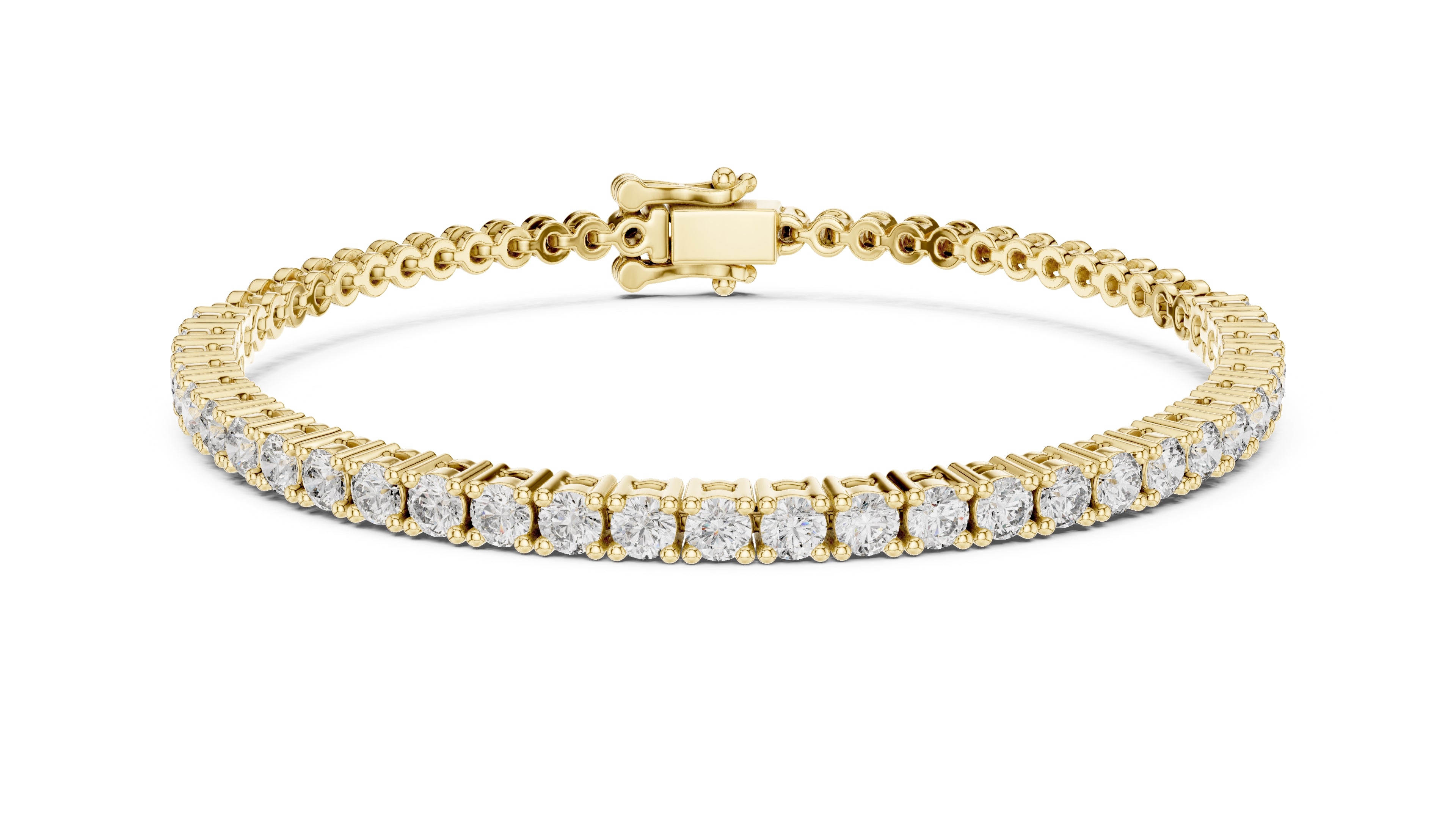 Delicate Prong-Set Round Lab-Grown Tennis Bracelet Yellow Gold