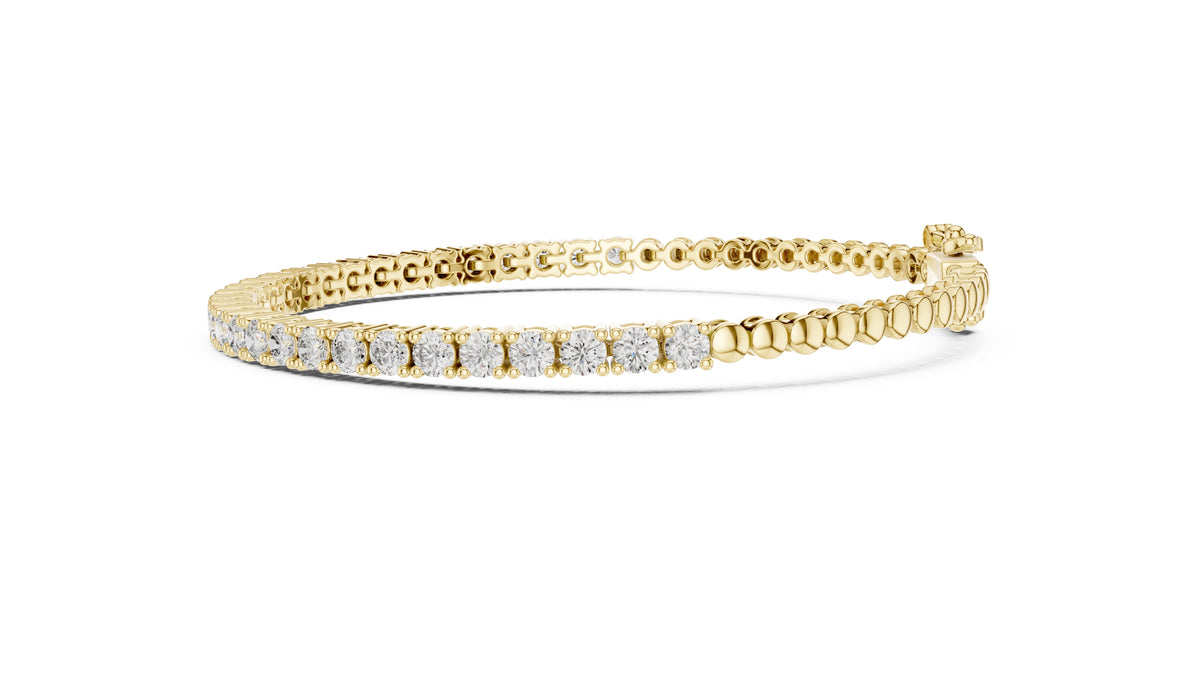 Delicate Prong-Set Round Lab-Grown Tennis Bracelet Yellow Gold