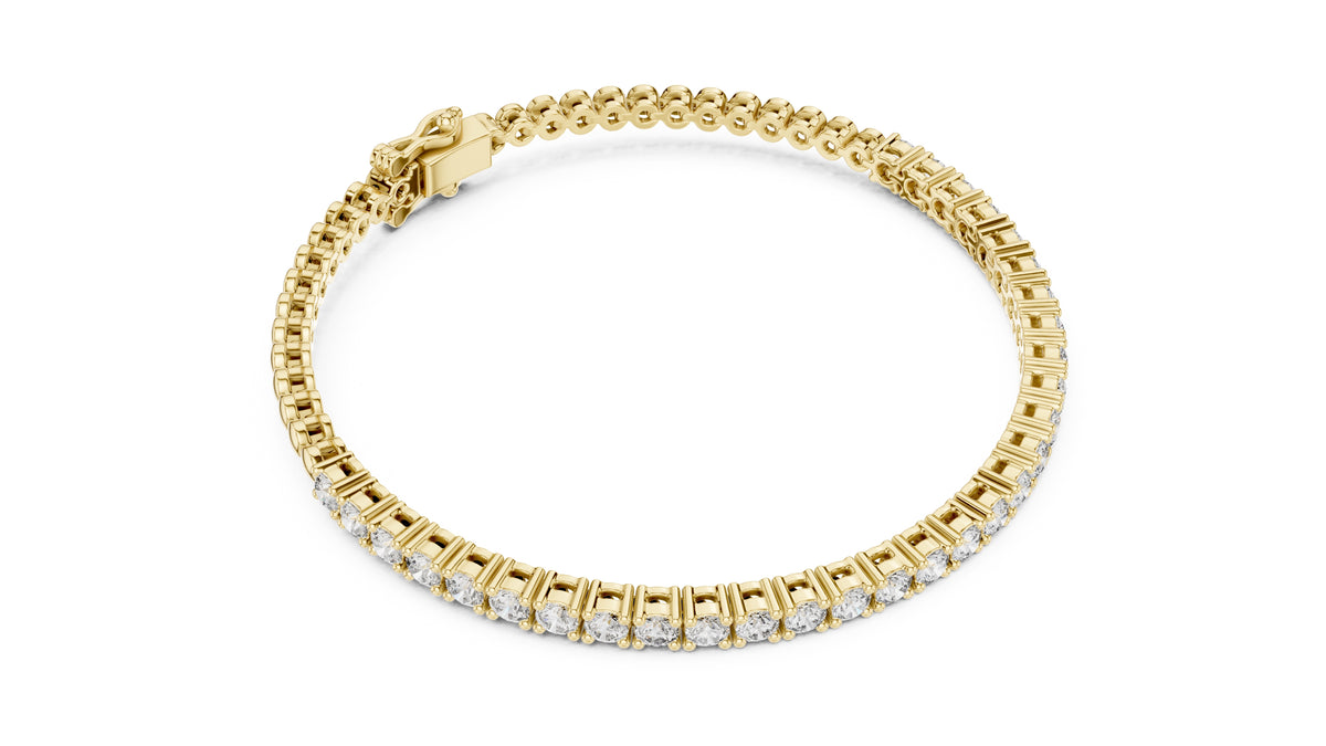 Delicate Prong-Set Round Lab-Grown Tennis Bracelet Yellow Gold