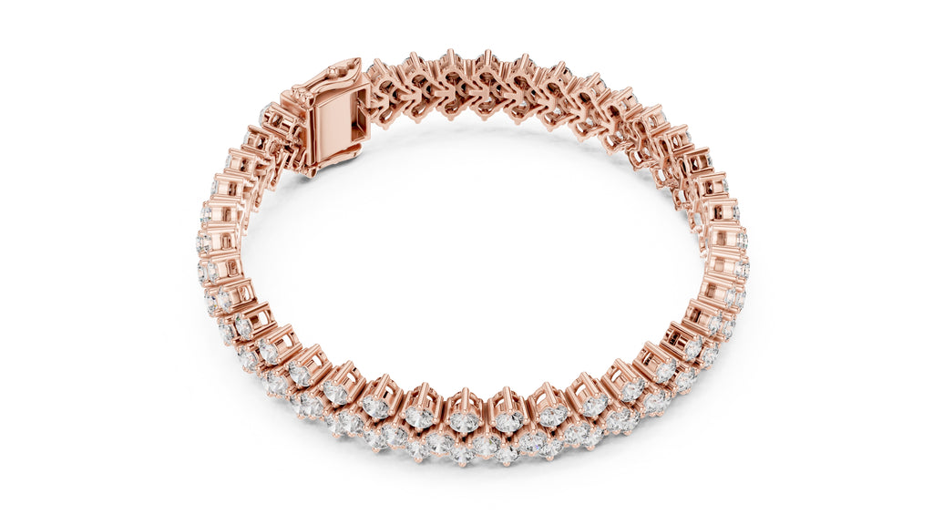 Triple-Row Cluster Lab-Grown Tennis Bracelet Rose Gold