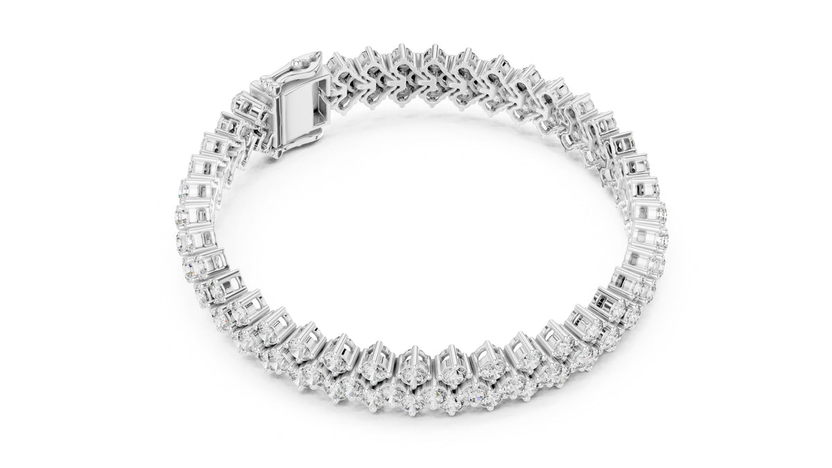 Triple-Row Cluster Lab-Grown Tennis Bracelet White Gold