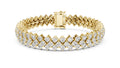 Triple-Row Cluster Lab-Grown Tennis Bracelet Yellow Gold