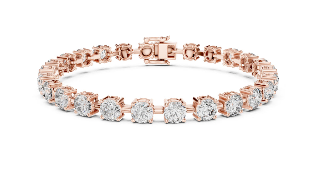 Station-Set Round Lab-Grown Tennis Bracelet Rose Gold