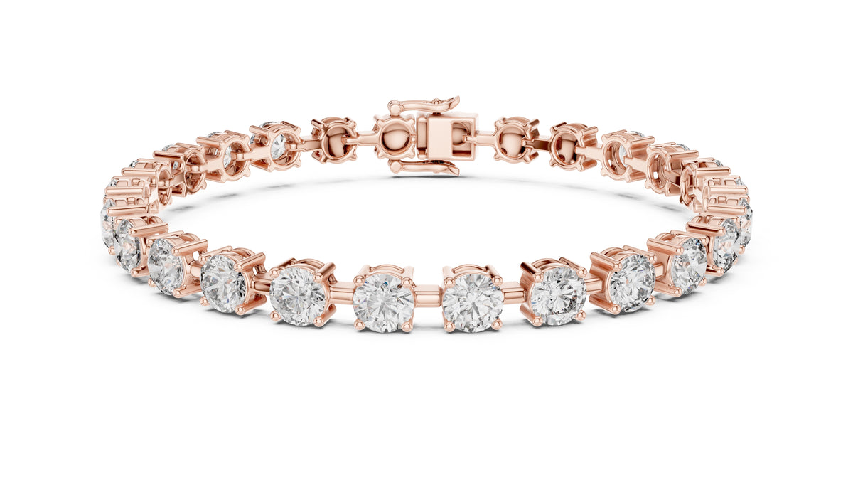 Station-Set Round Lab-Grown Tennis Bracelet Rose Gold