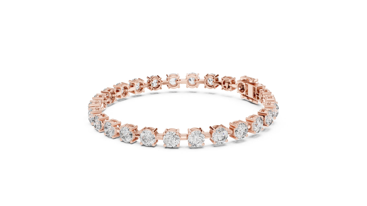 Station-Set Round Lab-Grown Tennis Bracelet Rose Gold