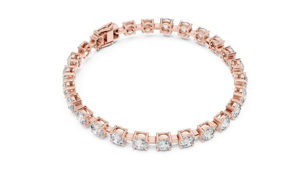 Station-Set Round Lab-Grown Tennis Bracelet Rose Gold