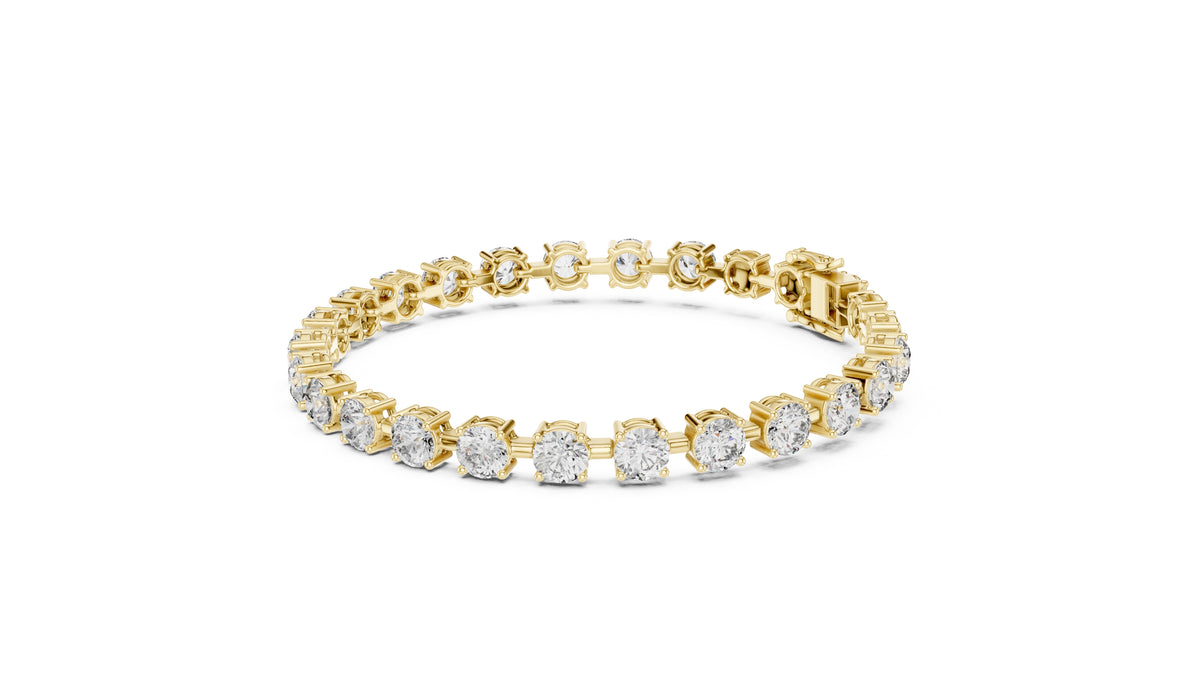 Station-Set Round Lab-Grown Tennis Bracelet Yellow Gold
