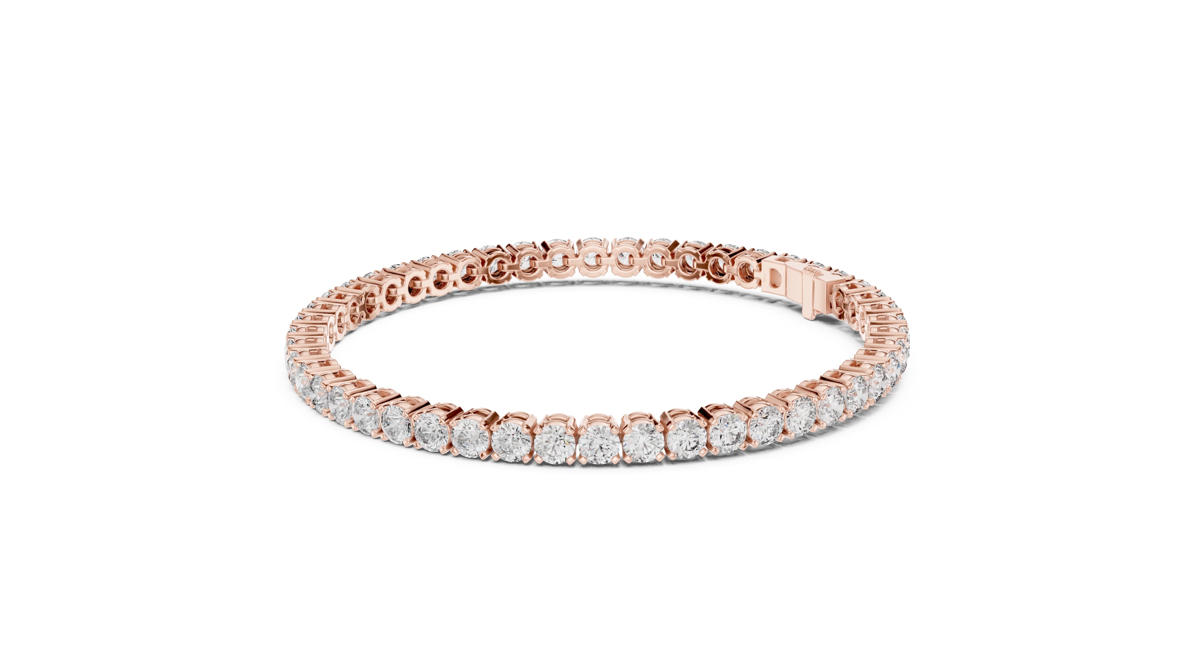 Round Brilliant Lab-Grown Tennis Bracelet Rose Gold