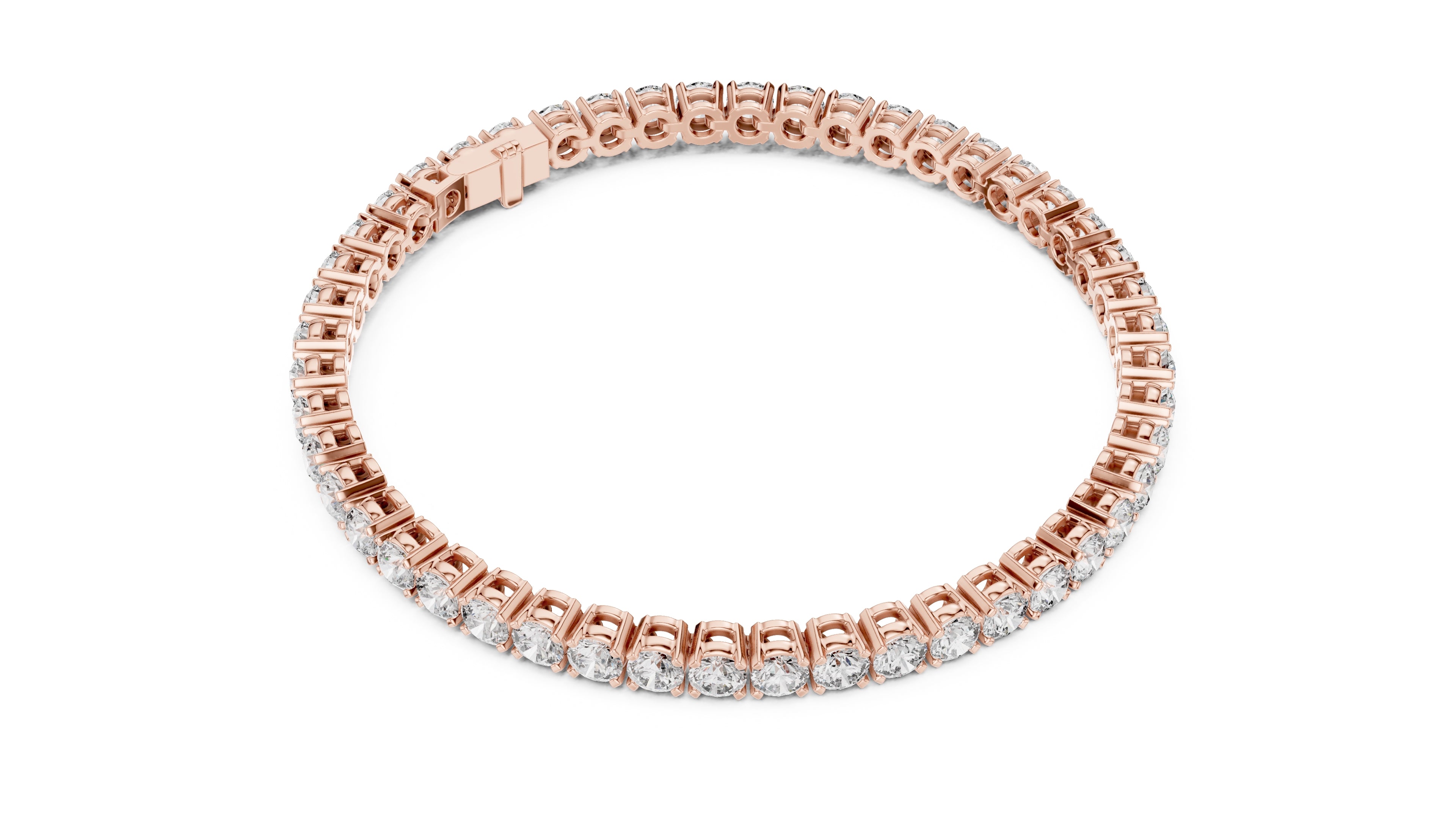 Round Brilliant Lab-Grown Tennis Bracelet Rose Gold