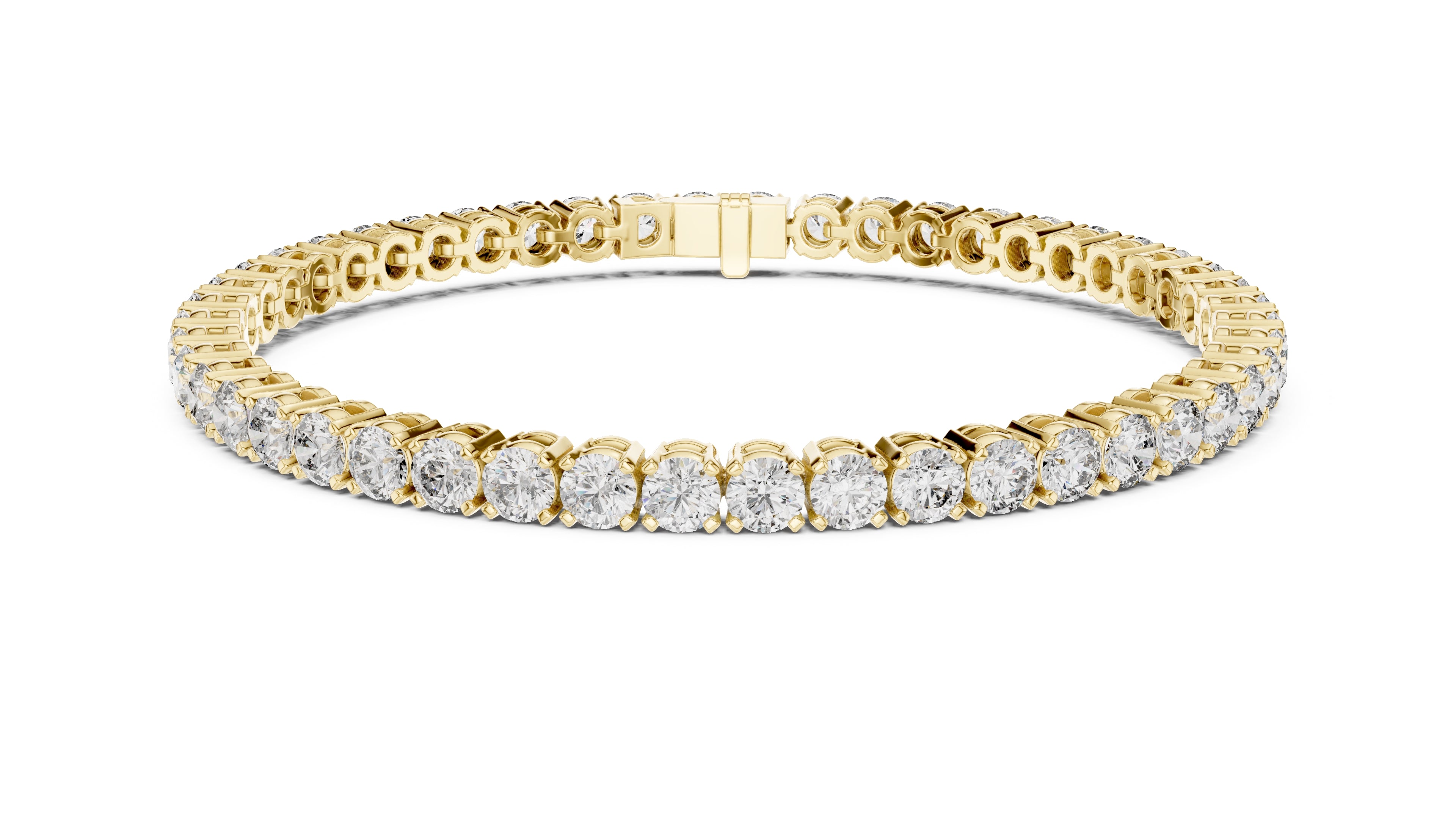 Round Brilliant Lab-Grown Tennis Bracelet Yellow Gold