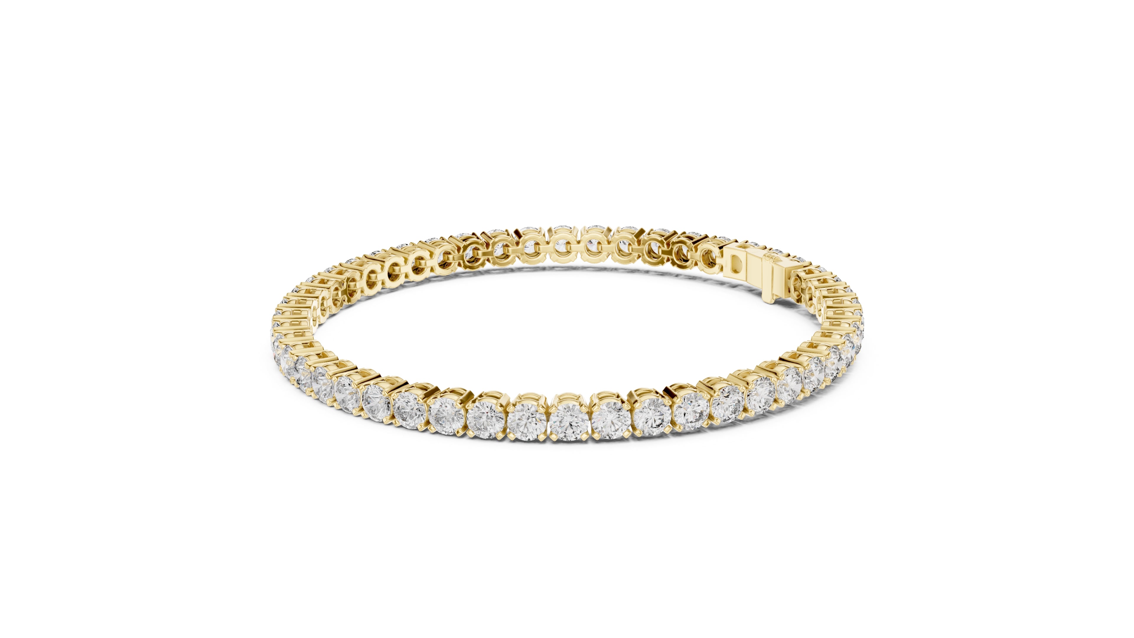 Round Brilliant Lab-Grown Tennis Bracelet Yellow Gold