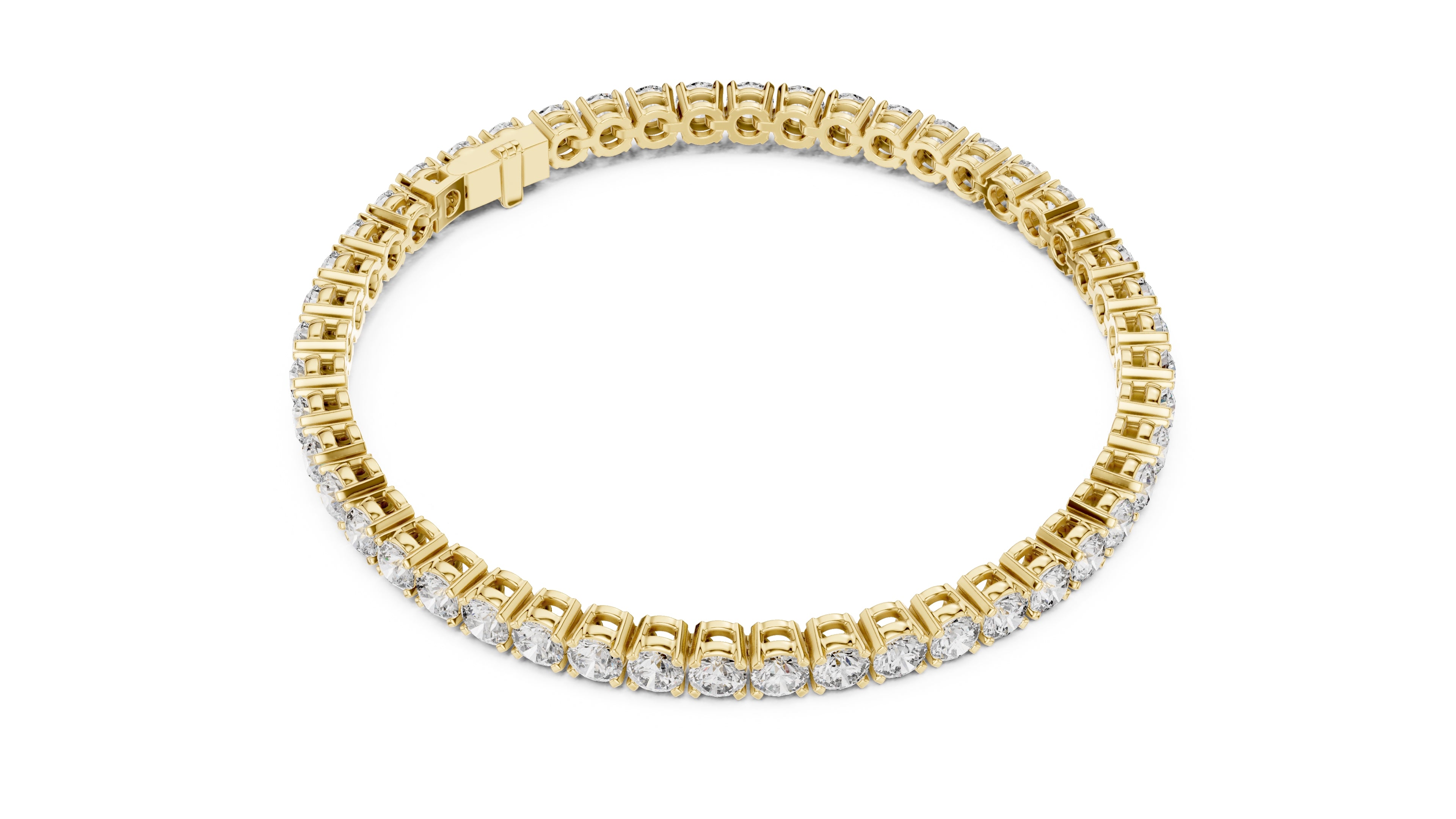 Round Brilliant Lab-Grown Tennis Bracelet Yellow Gold