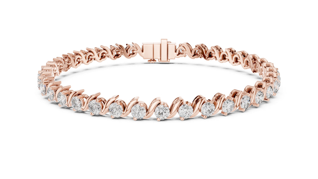 Serpentine Swirl Lab-Grown Tennis Bracelet Rose Gold