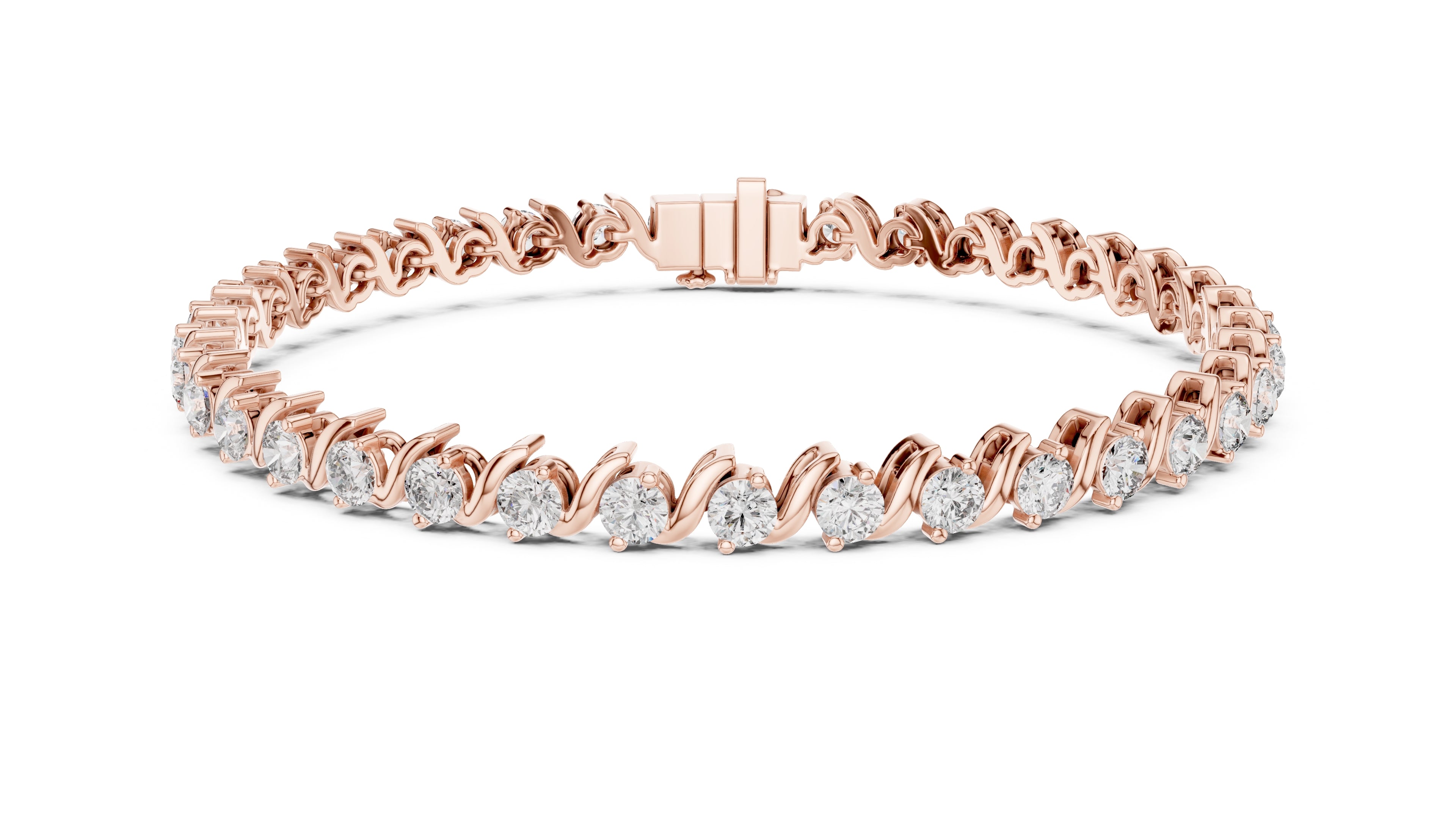 Serpentine Swirl Lab-Grown Tennis Bracelet Rose Gold