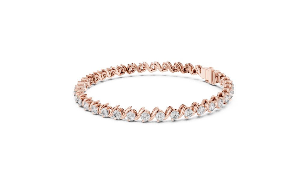 Serpentine Swirl Lab-Grown Tennis Bracelet Rose Gold