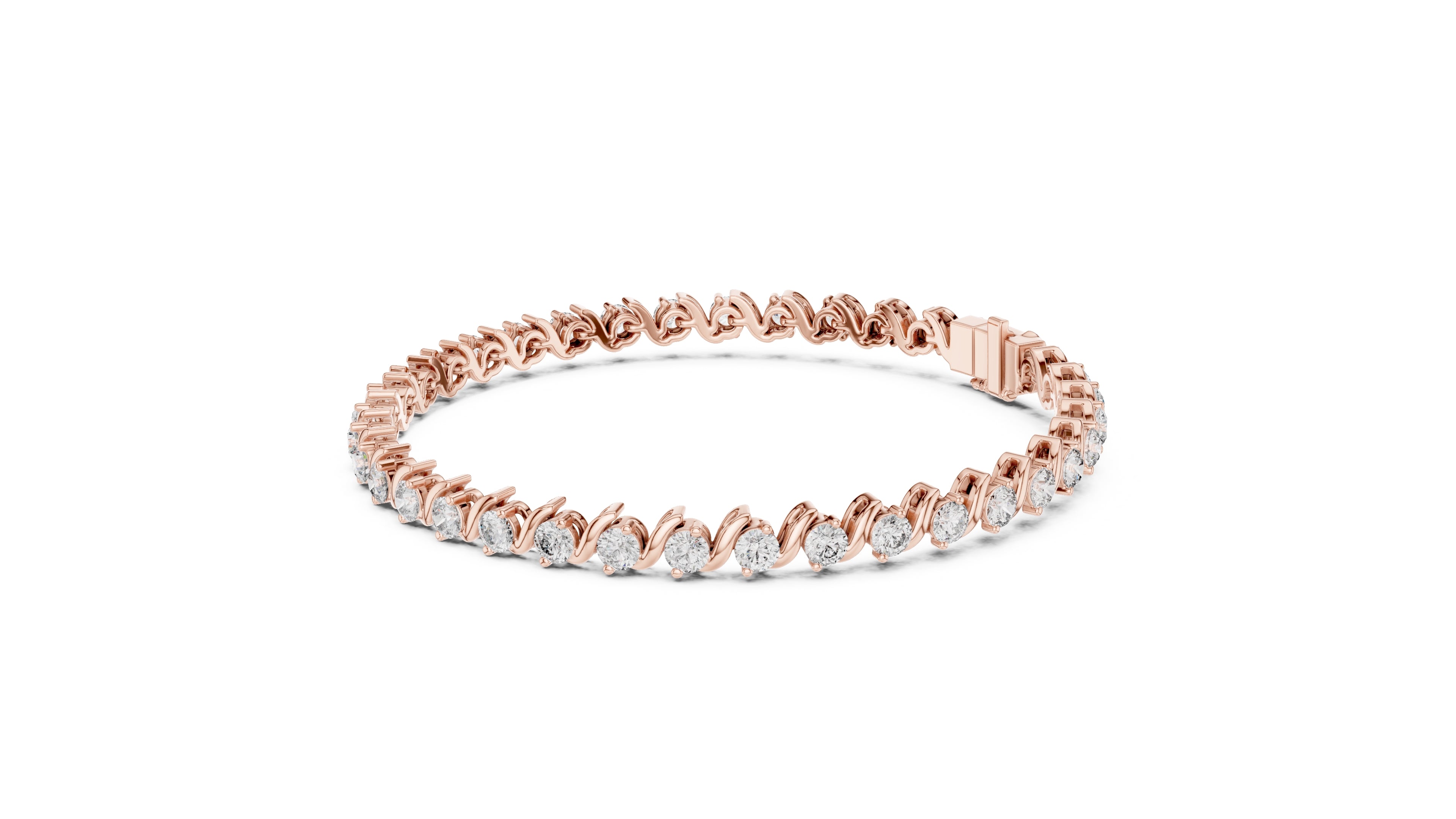 Serpentine Swirl Lab-Grown Tennis Bracelet Rose Gold
