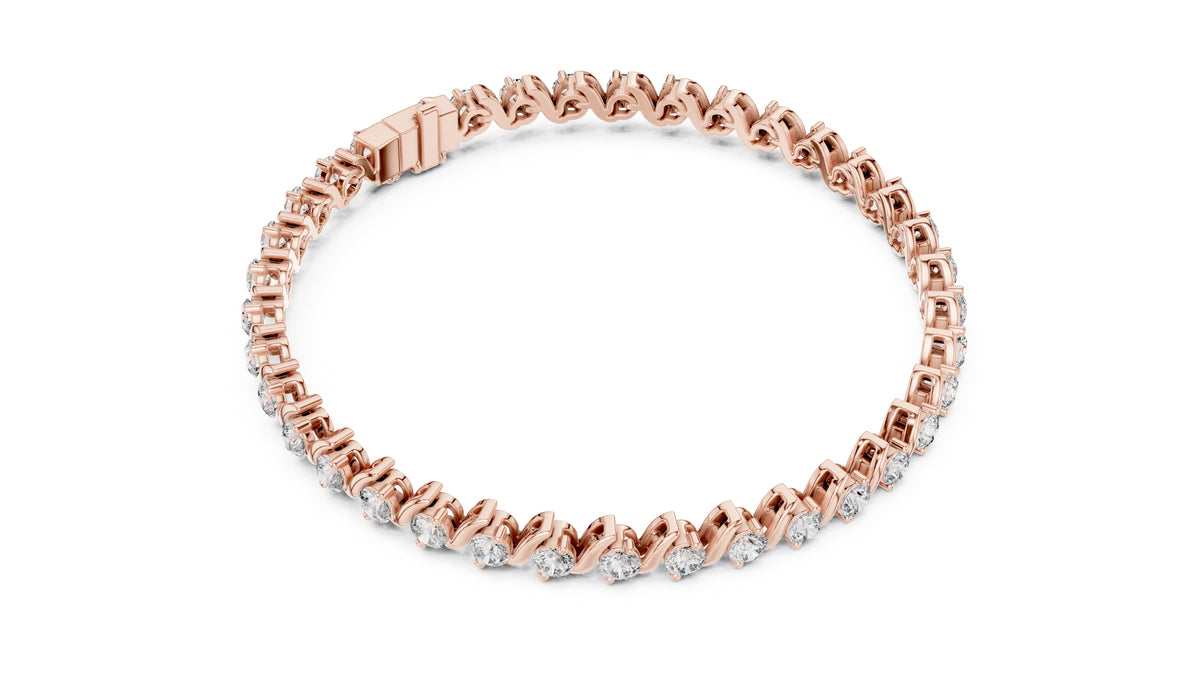 Serpentine Swirl Lab-Grown Tennis Bracelet Rose Gold