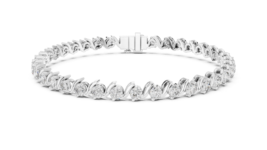Serpentine Swirl Lab-Grown Tennis Bracelet White Gold