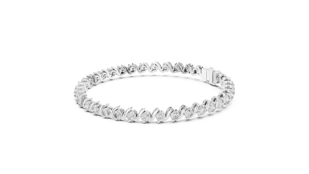 Serpentine Swirl Lab-Grown Tennis Bracelet White Gold