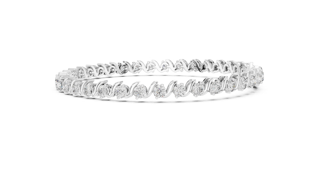 Serpentine Swirl Lab-Grown Tennis Bracelet White Gold