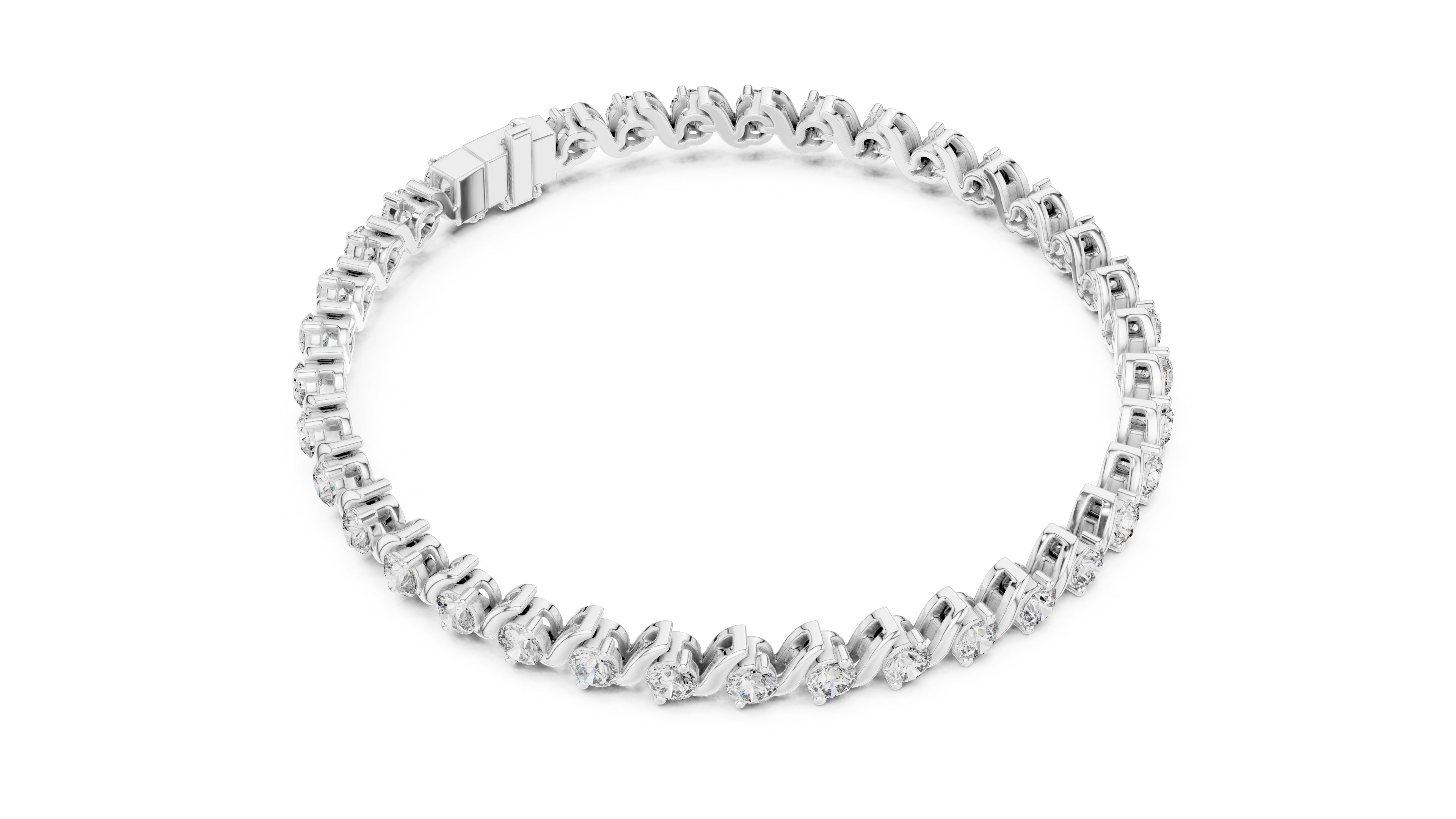 Serpentine Swirl Lab-Grown Tennis Bracelet White Gold