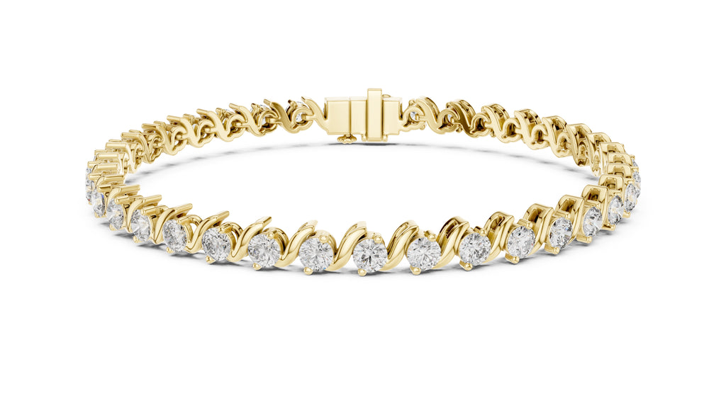 Serpentine Swirl Lab-Grown Tennis Bracelet Yellow Gold