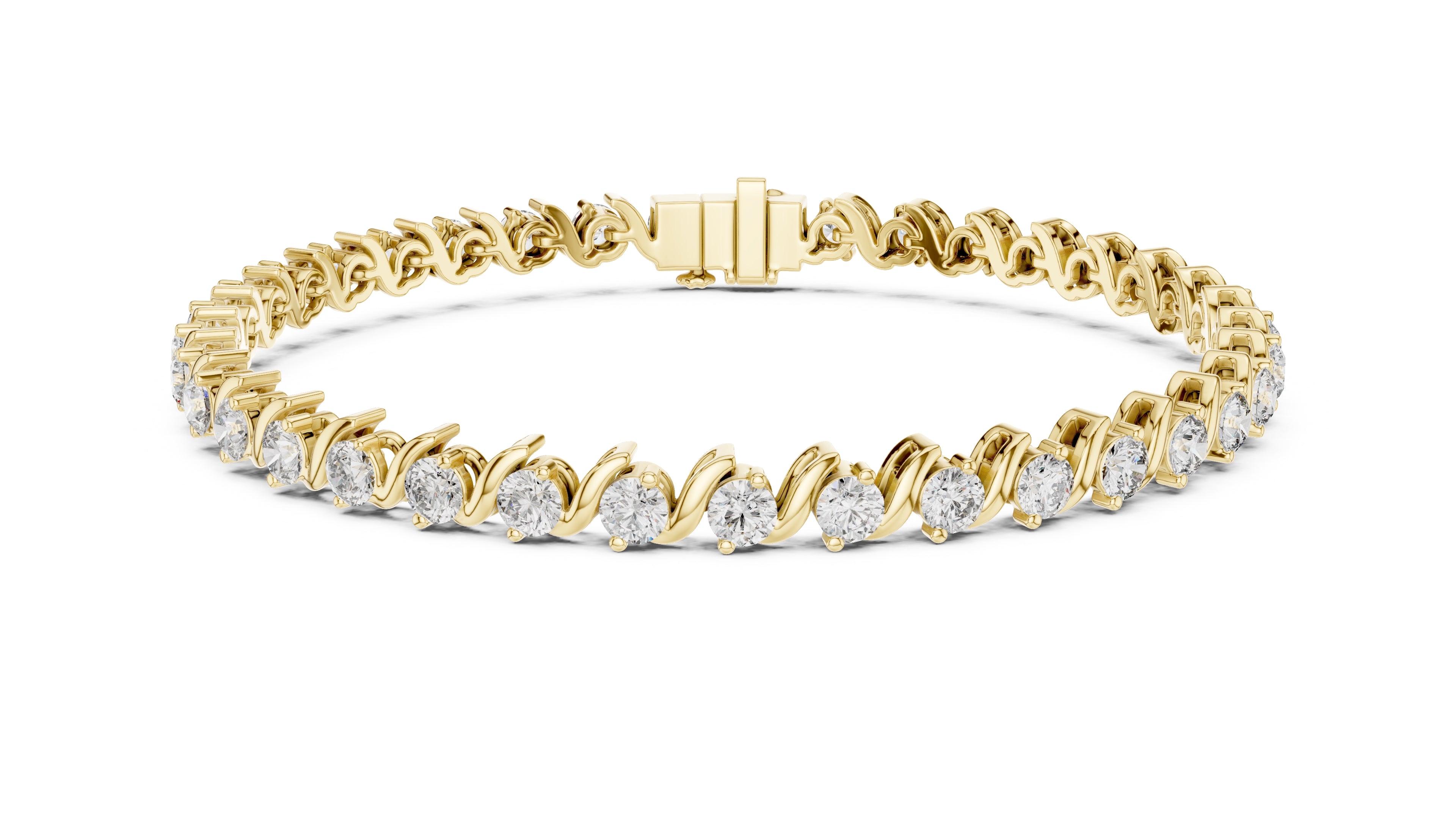 Serpentine Swirl Lab-Grown Tennis Bracelet Yellow Gold