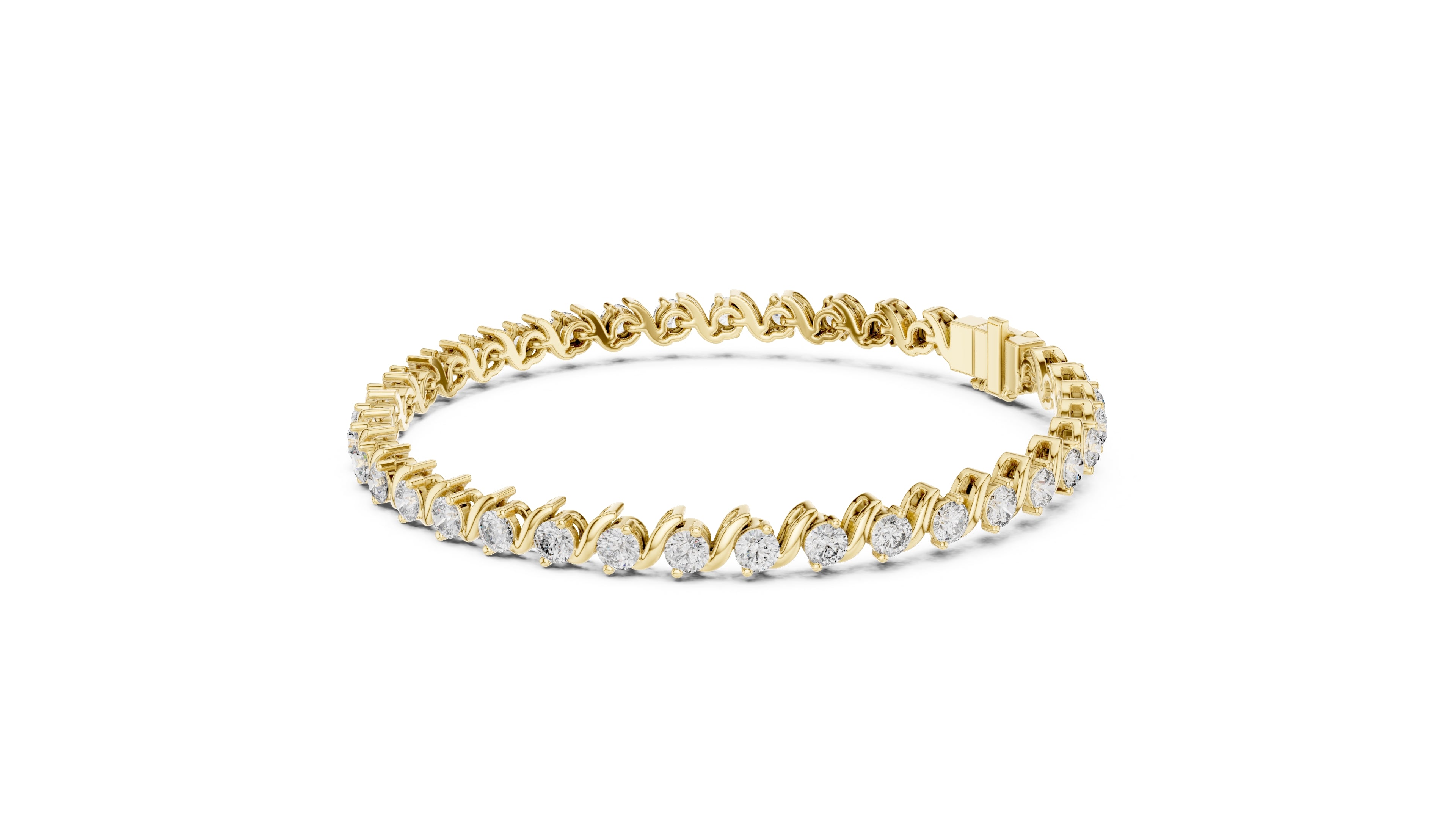Serpentine Swirl Lab-Grown Tennis Bracelet Yellow Gold