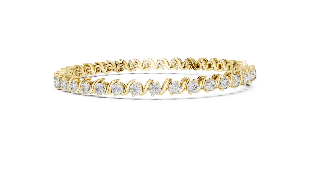 Serpentine Swirl Lab-Grown Tennis Bracelet Yellow Gold