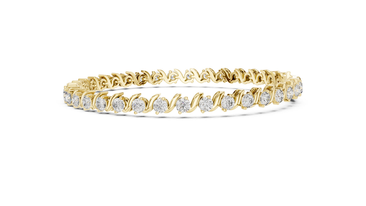 Serpentine Swirl Lab-Grown Tennis Bracelet Yellow Gold