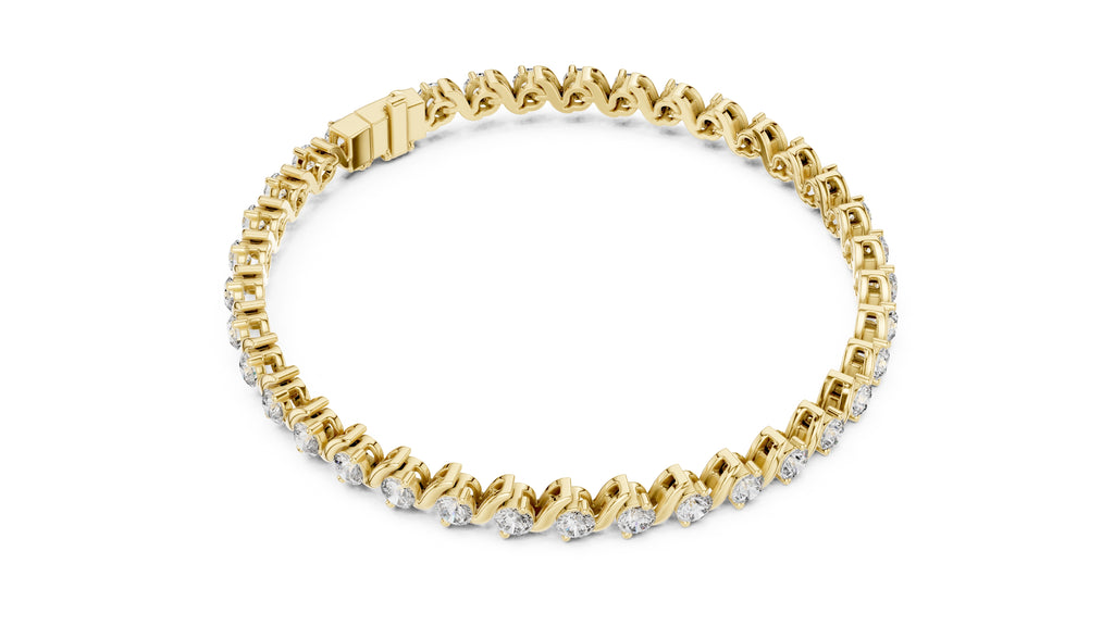 Serpentine Swirl Lab-Grown Tennis Bracelet Yellow Gold