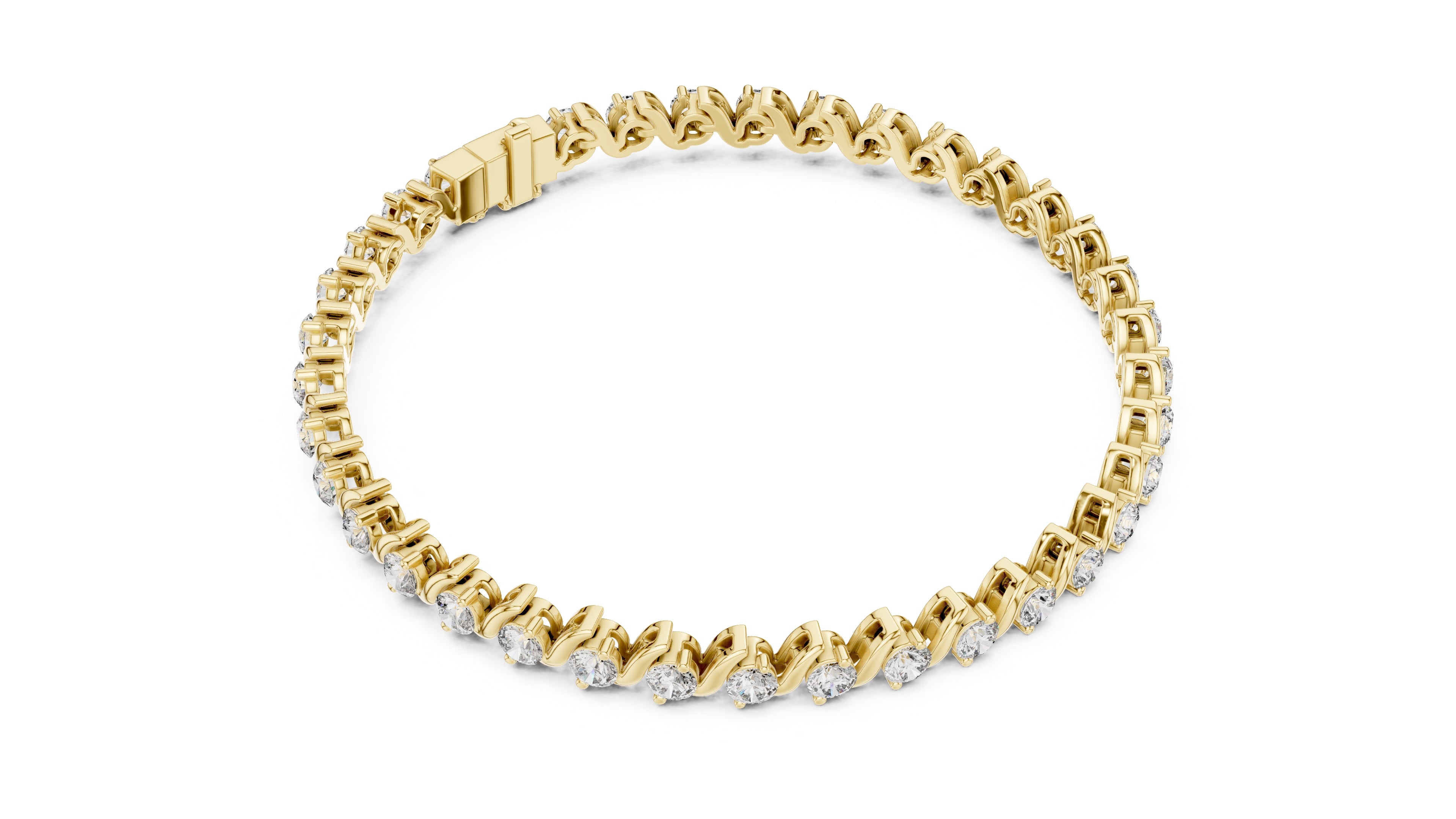 Serpentine Swirl Lab-Grown Tennis Bracelet Yellow Gold