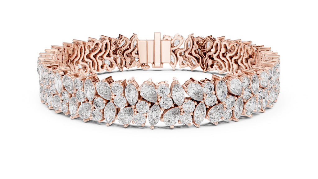 Crescendo Mixed-Cut Cluster Lab-Grown Tennis Bracelet Rose Gold